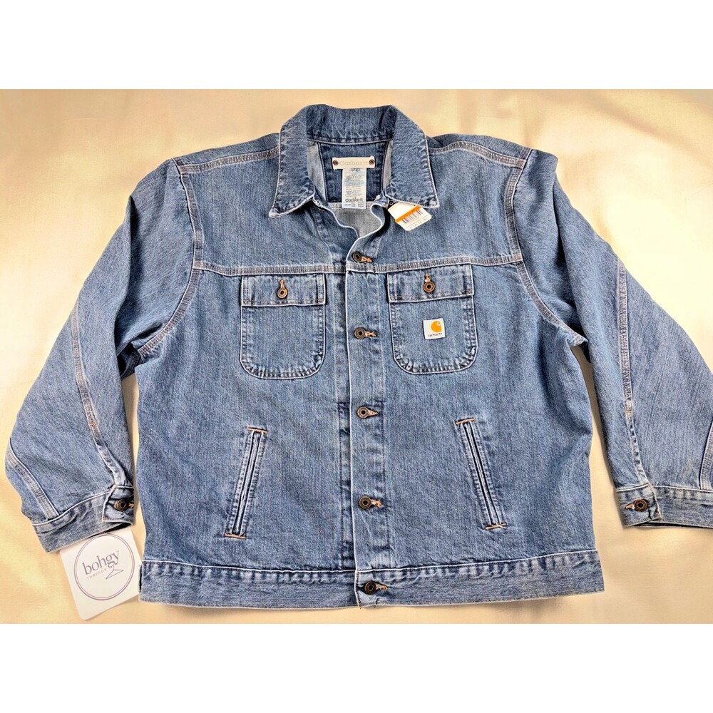 Carhartt J186 Denim Trucker Jacket Vintage NWT Mens 2XL 2008 Jean Work Jacket